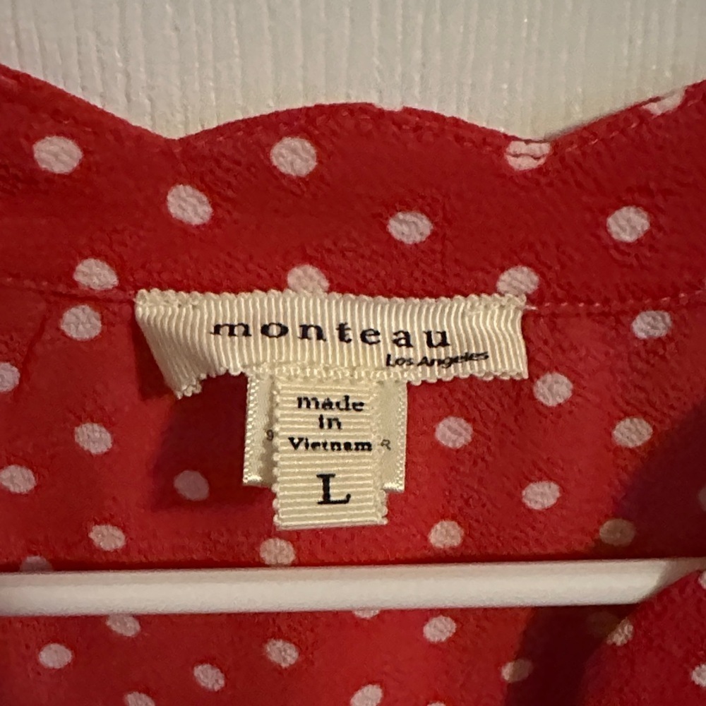 Monteau Red and White Polka Dot Midi Dress